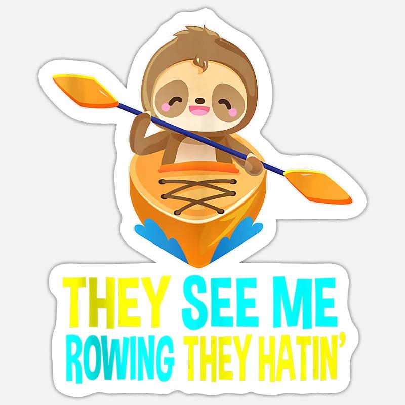 Sloth Lazy Paddling Rowing - Sticker size S (10 x 10 cm) - white matte