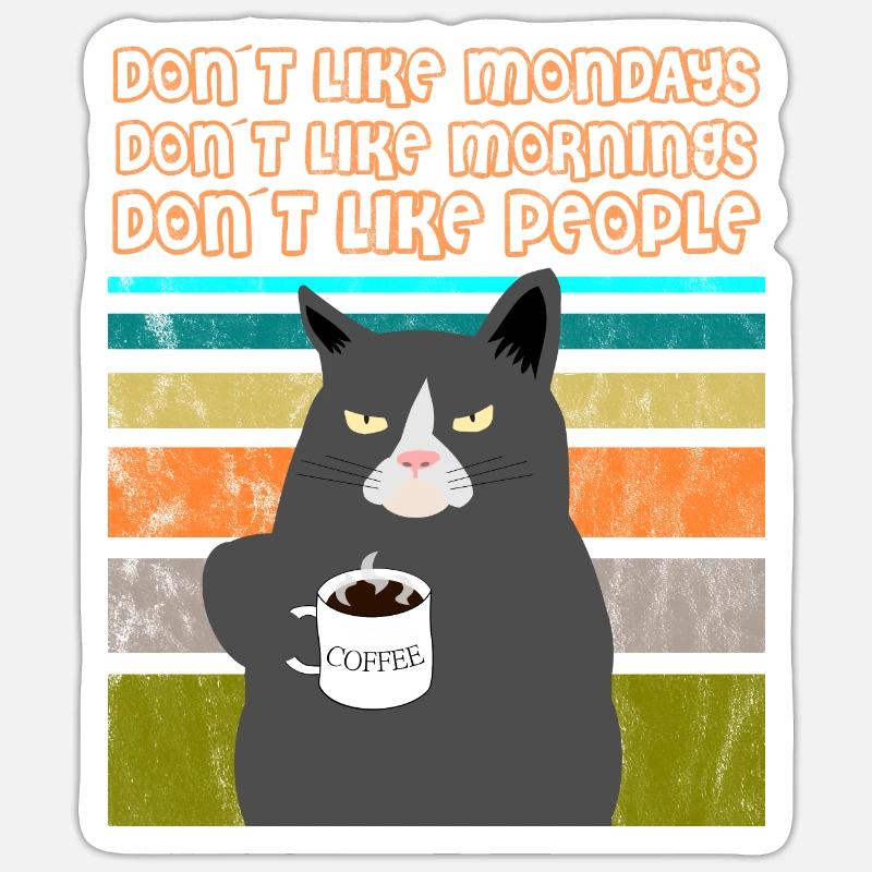 CHAT DE CAFÉ - Sticker taille S (10 x 10 cm) - blanc mat