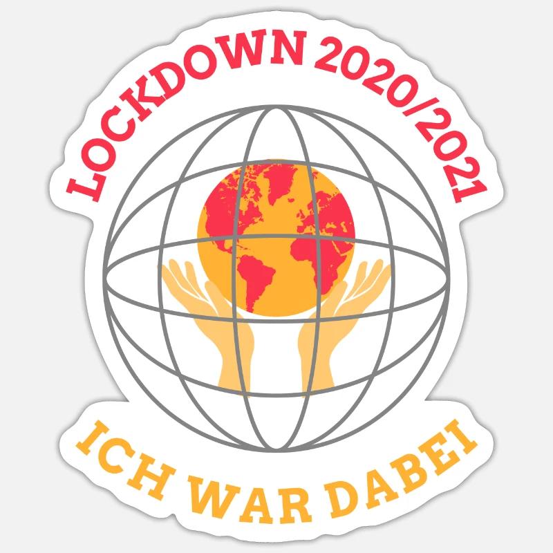 Confinement 2020/21 – Globe et mains - Sticker taille S (10 x 10 cm) - blanc mat