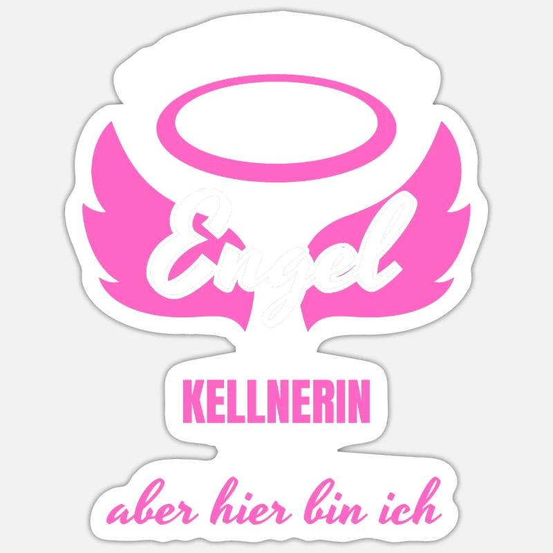 Kellnerin Engel - Sticker Größe S (10 x 10 cm) - Mattweiß