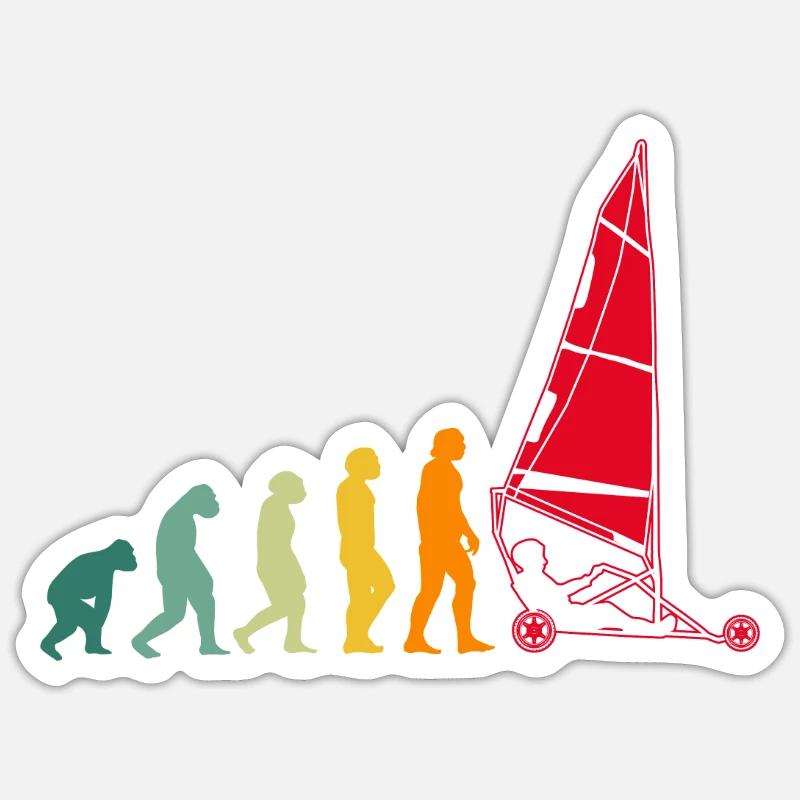 Évolution de la voile sur la plage Char à Voile - Sticker taille S (10 x 10 cm) - blanc mat