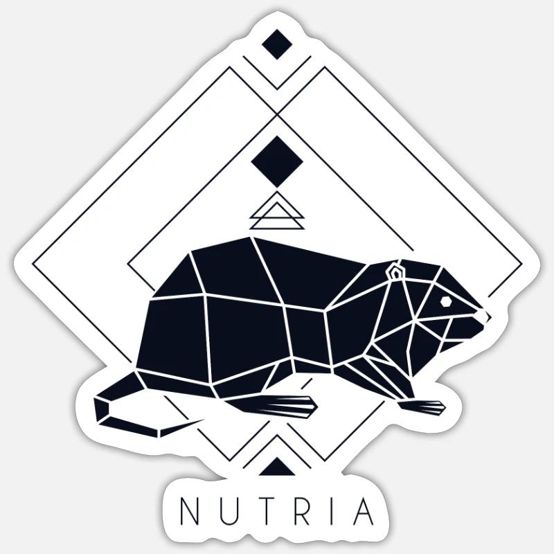 Nutria Polygone Castor Rat Nutria Castor Des - Sticker taille S (10 x 10 cm) - blanc mat