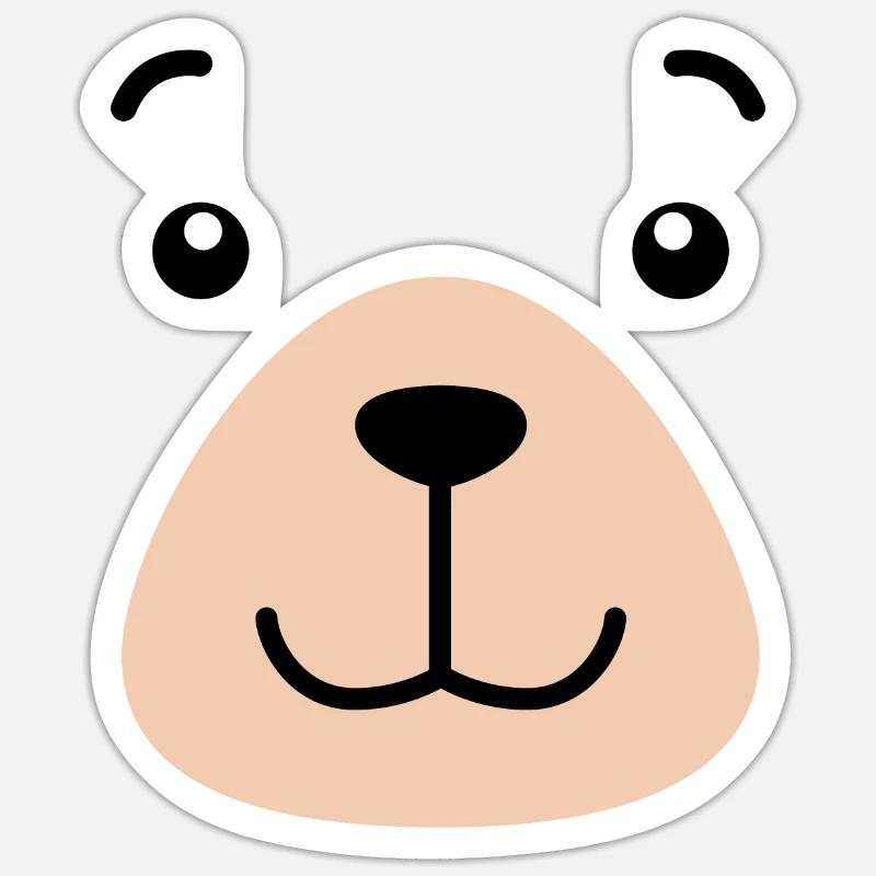 Bear Face - Sticker taille S (10 x 10 cm) - blanc mat