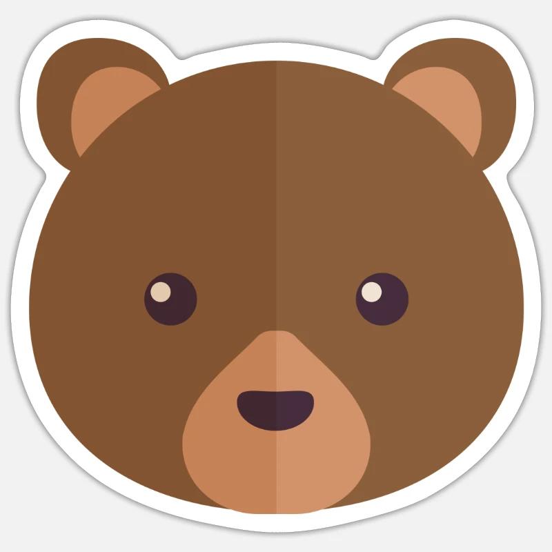 Bear Face - Sticker taille S (10 x 10 cm) - blanc mat