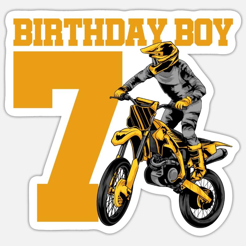 7e anniversaire - Sticker taille S (10 x 10 cm) - blanc mat