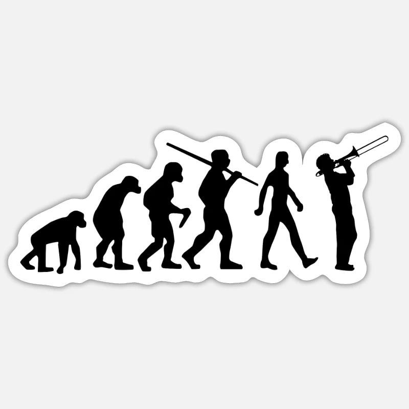 Trombone Evolution Trombonist - Sticker size S (10 x 10 cm) - white matte