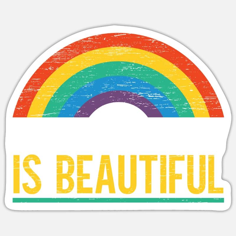 Neurodiversität ist schöne Infinity Regenbogen ADHS - Sticker Größe S (10 x 10 cm) - Mattweiß