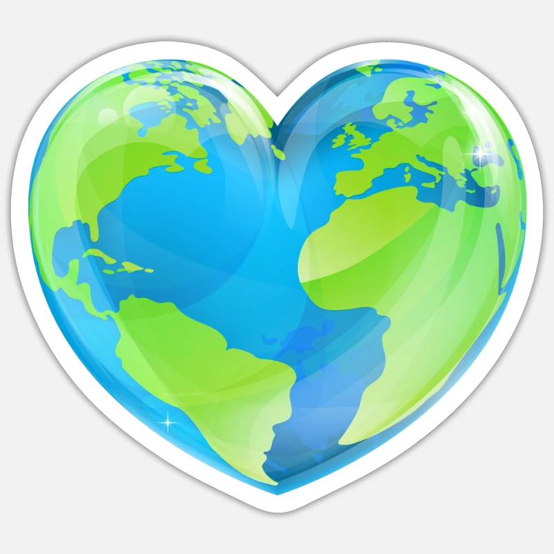 Mutter Erde Tag Planet Herz - Sticker Größe S (10 x 10 cm) - Mattweiß