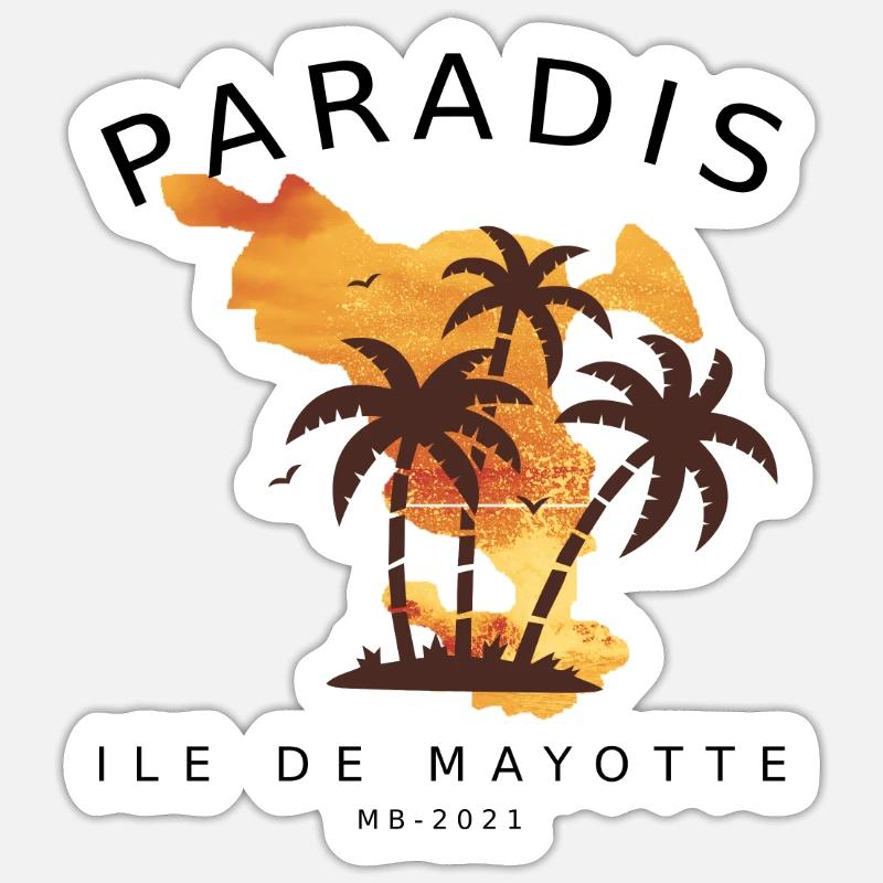 PARADIS ILE DE MAYOTTE - Sticker taille S (10 x 10 cm) - blanc mat