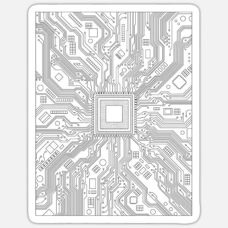 Circuit from the computer - board - Sticker size S (10 x 10 cm) - white matte