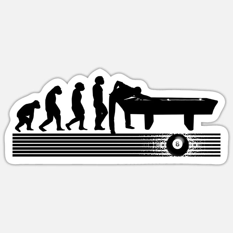 Snooker Evolution Billardtisch Billardkugeln Pool - Sticker Größe S (10 x 10 cm) - Mattweiß