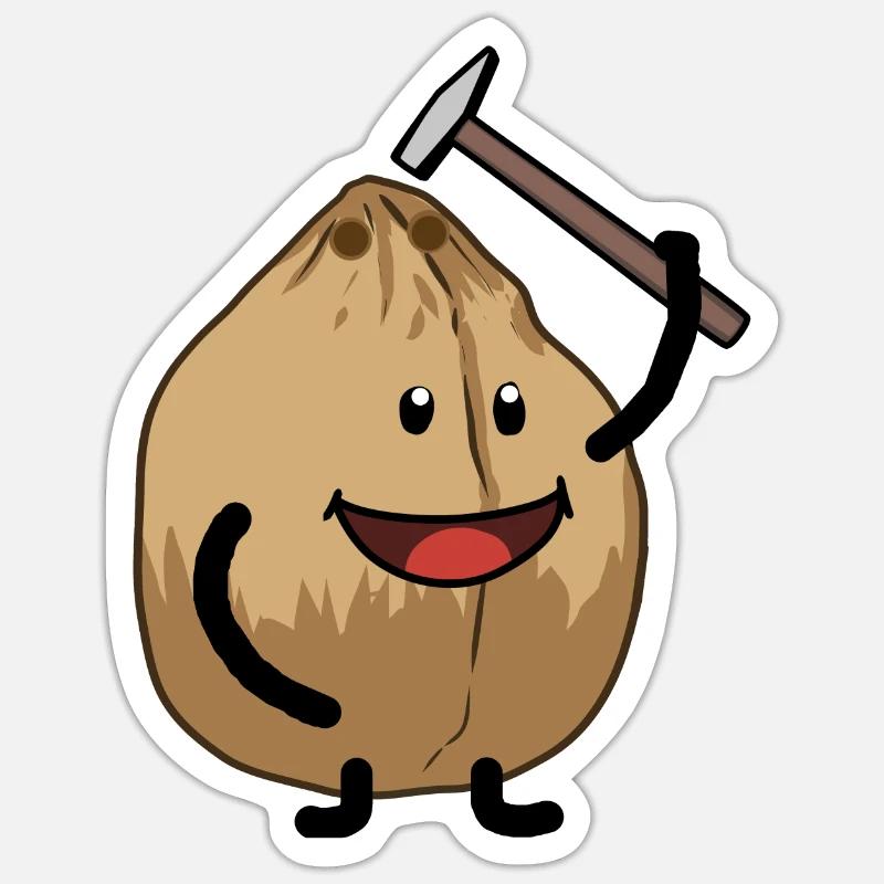 Noix de coco marteau craquant la nourriture de noix Sticker taille S (10 x 10 cm)
