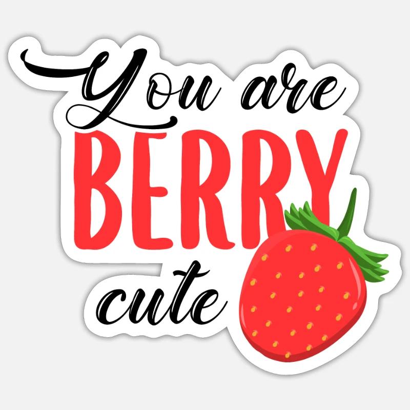Erdbeere - Sticker Größe S (10 x 10 cm) - Mattweiß