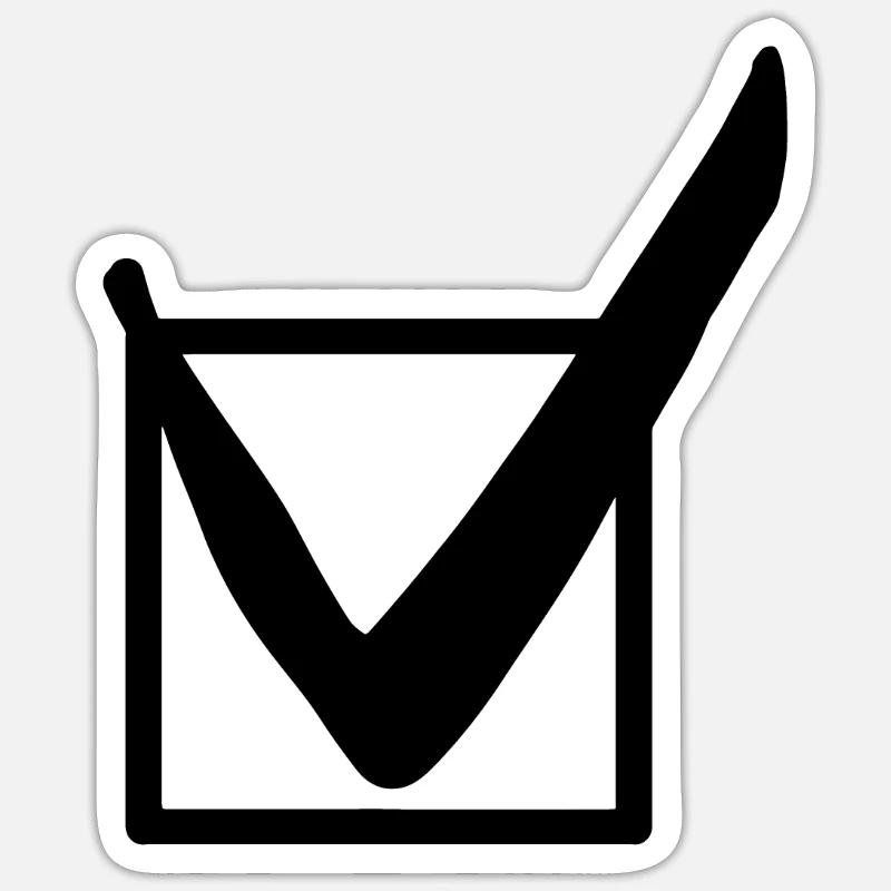 Symbol Häkchen Geschenkidee - Sticker Größe S (10 x 10 cm) - Mattweiß