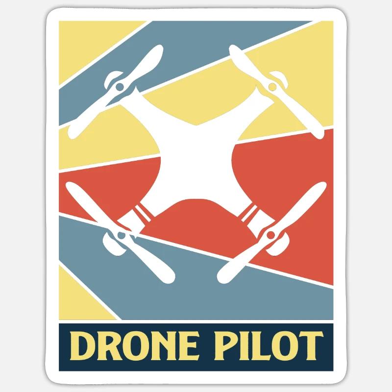 Drone - Sticker taille S (10 x 10 cm) - blanc mat