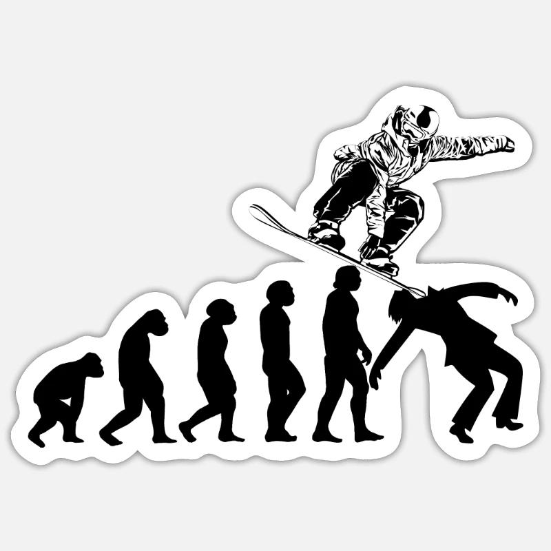 Snowboarding Snowboarders Evolution Snowboard - Sticker Größe S (10 x 10 cm) - Mattweiß
