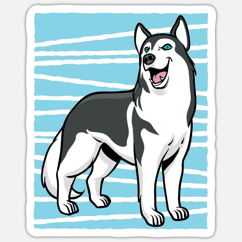 Husky - Sticker taille S (10 x 10 cm) - blanc mat