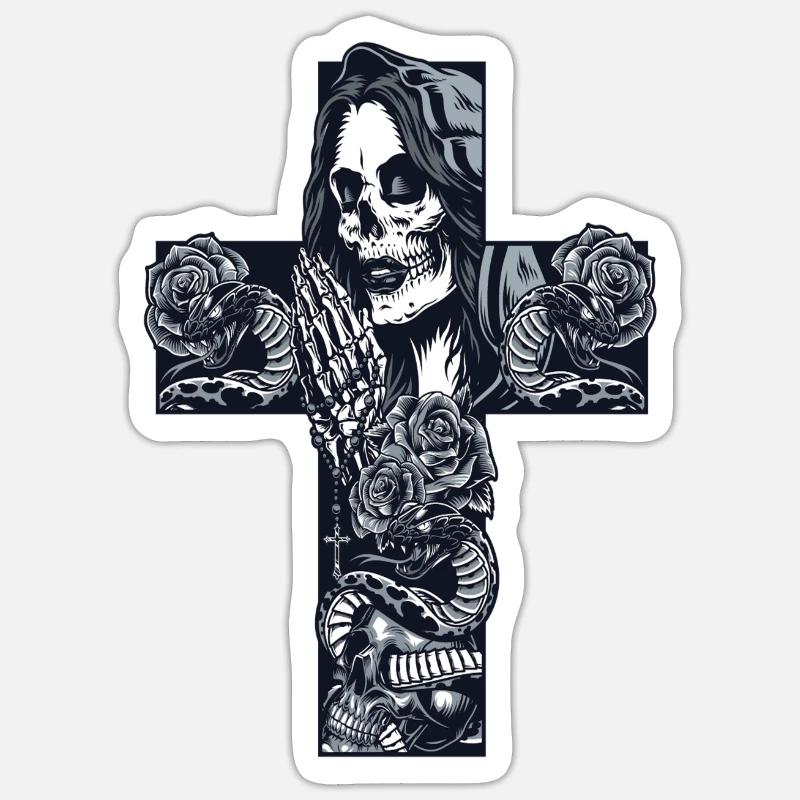 Skull skull skulls skull bones - Sticker size S (10 x 10 cm) - white matte