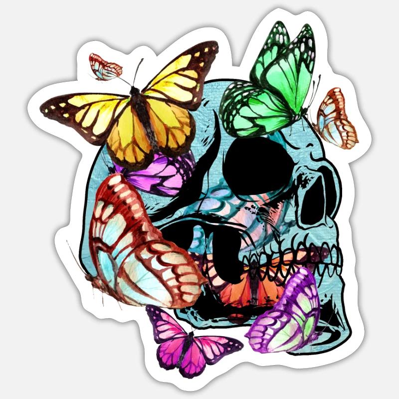 Papillon papillon - Sticker taille S (10 x 10 cm) - blanc mat