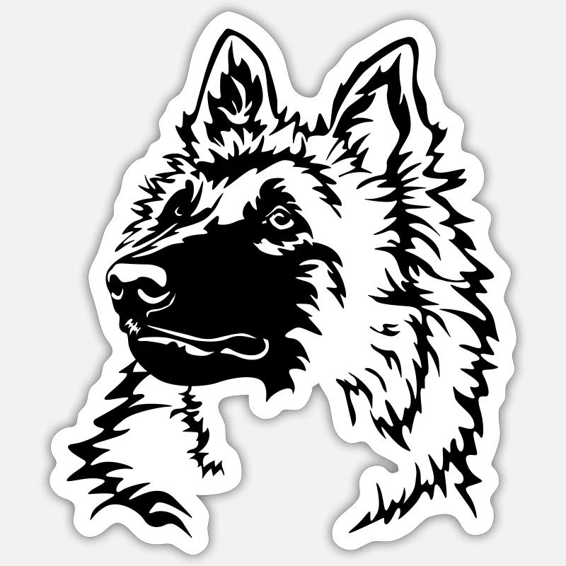 Tête tervuren - Sticker taille S (10 x 10 cm) - blanc mat