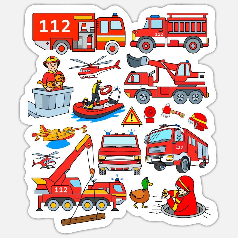 Pompiers - Sticker taille S (10 x 10 cm) - blanc mat