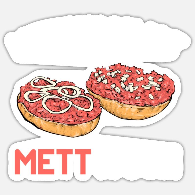 Mett Mittwoch Mettbrötchen Fleisch Geschenkidee - Sticker Größe S (10 x 10 cm) - Mattweiß