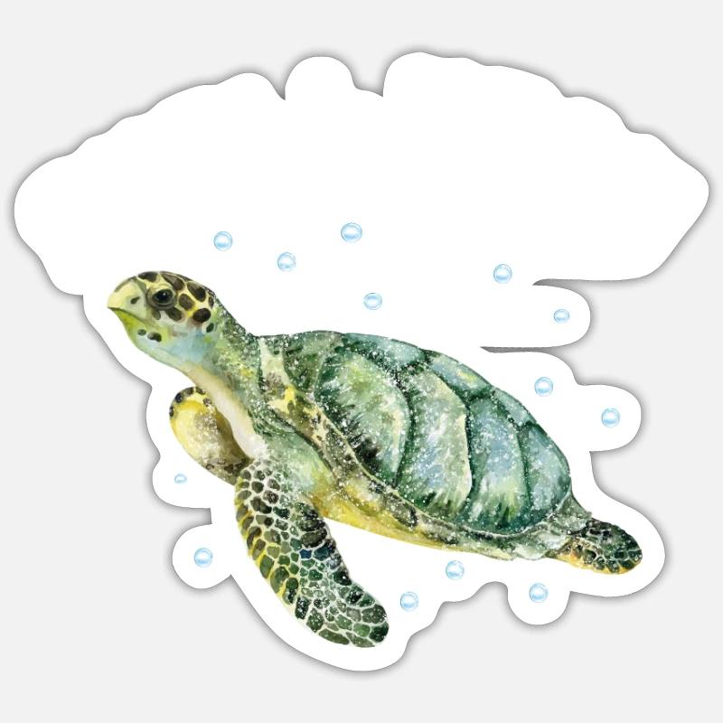 SHELL YEAH Turtle Shirt - Sticker Größe S (10 x 10 cm) - Mattweiß