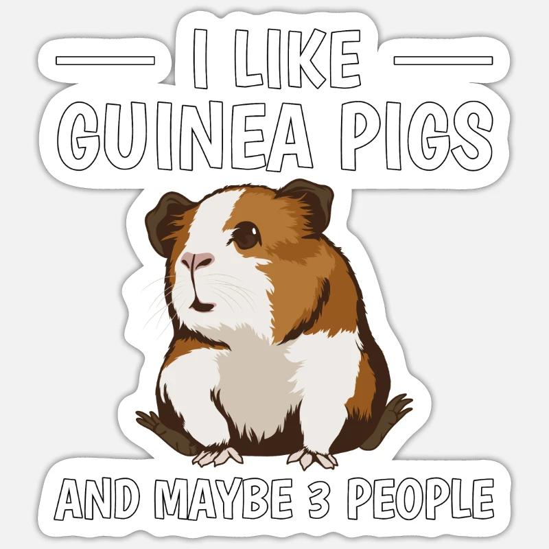 Cobaye I Like Guinea Pigs - Sticker taille S (10 x 10 cm) - blanc mat