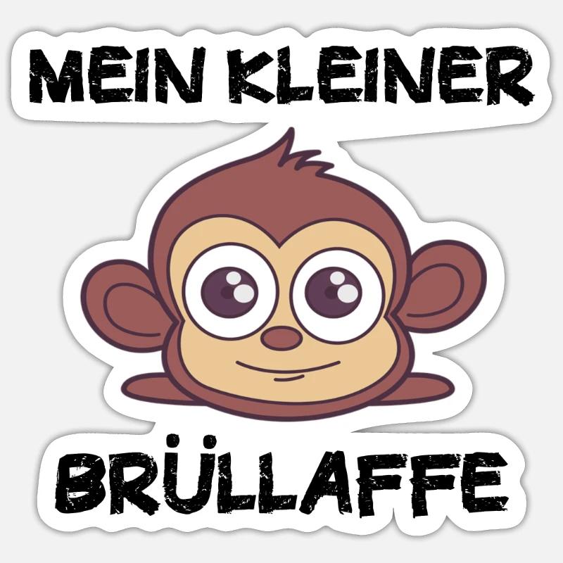 Mein kleiner Brüllaffe Äffchen Affe Lustig - Sticker Größe S (10 x 10 cm) - Mattweiß
