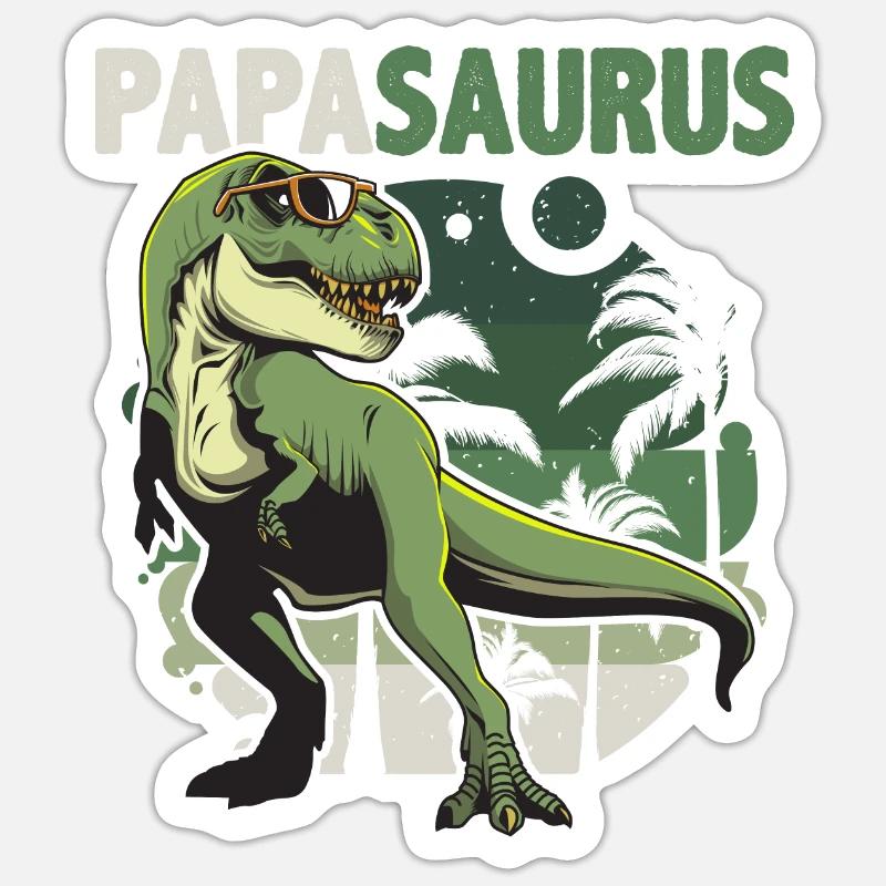 Papasaurus - Papa T Rex Dinosaure Cadeau - Sticker taille S (10 x 10 cm) - blanc mat