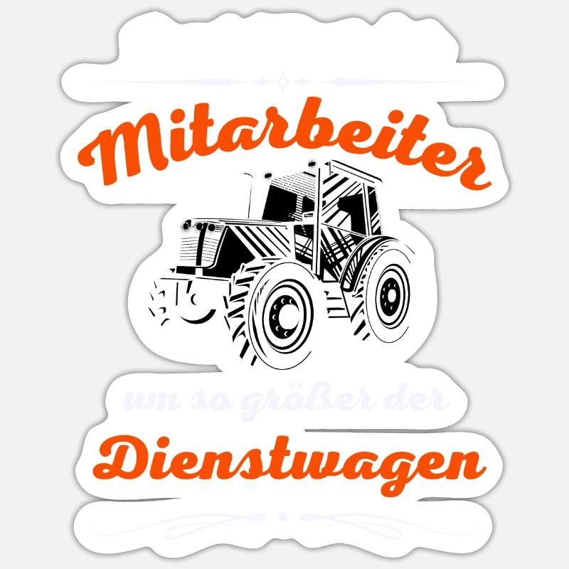 Traktor Fun Spruch-Je wichtiger der Mitarbeiter .. - Sticker Größe S (10 x 10 cm) - Mattweiß