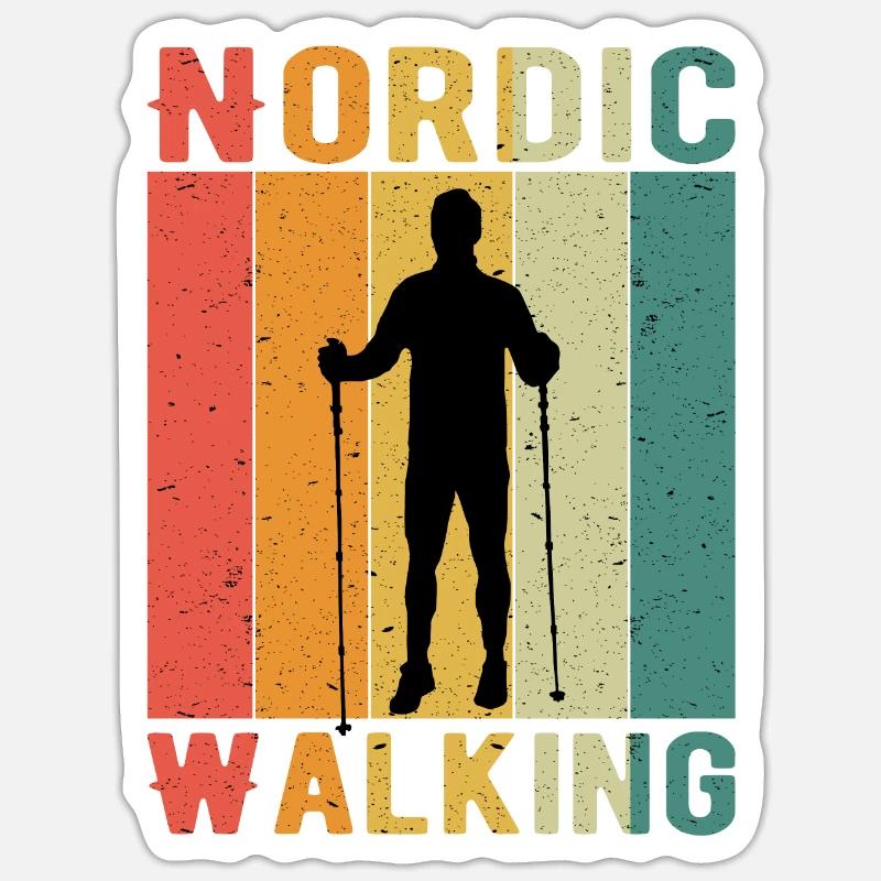 pole walking - Sticker size S (10 x 10 cm) - white matte