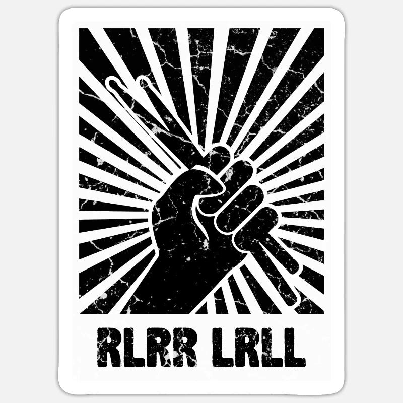 Percussion règle de bâtons de batterie - Sticker taille S (10 x 10 cm) - blanc mat