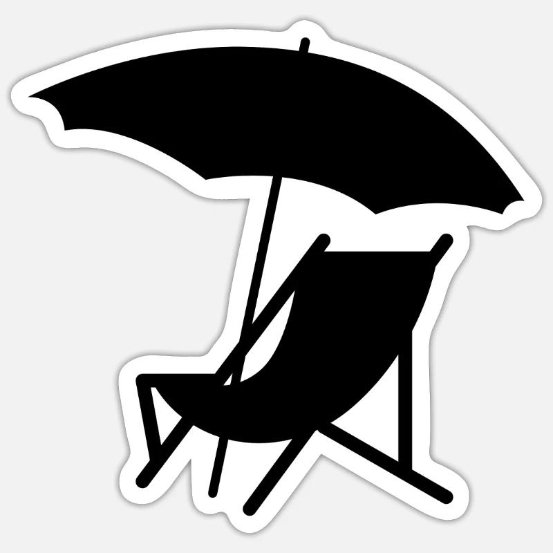 Stuhl mit Sonnenschirm - Sticker Größe S (10 x 10 cm) - Mattweiß