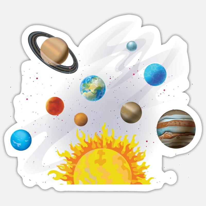 Solar System Space - Sticker taille S (10 x 10 cm) - blanc mat