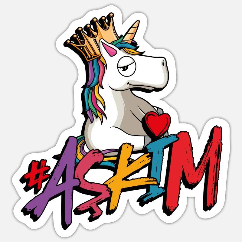 askim einhorn turc - Sticker taille S (10 x 10 cm) - blanc mat