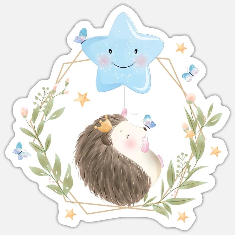 Doux bébé hérisson - Sticker taille S (10 x 10 cm) - blanc mat