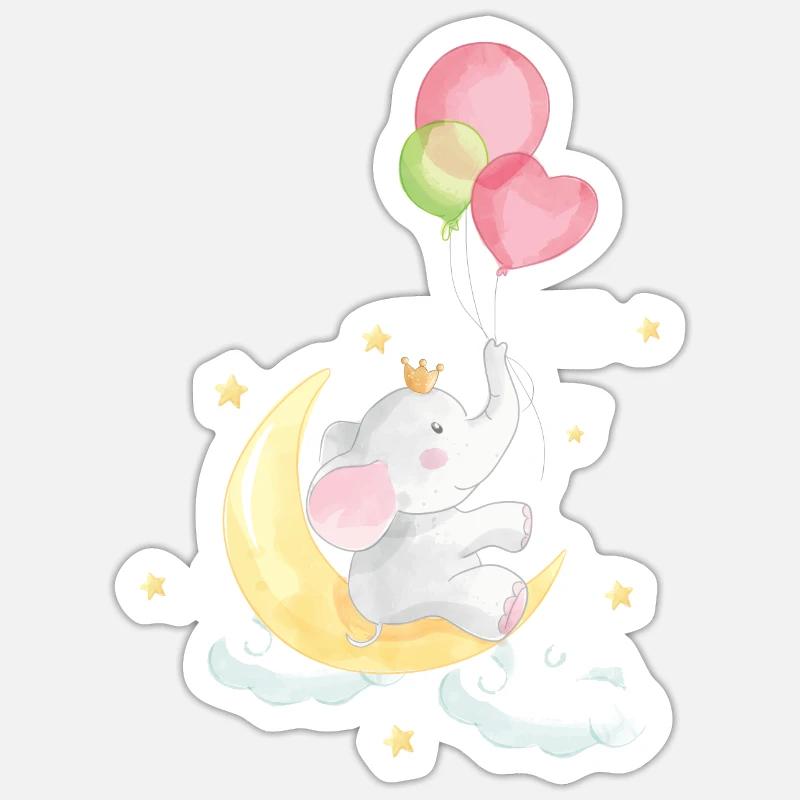 Doux éléphant bébé Sticker taille S (10 x 10 cm)