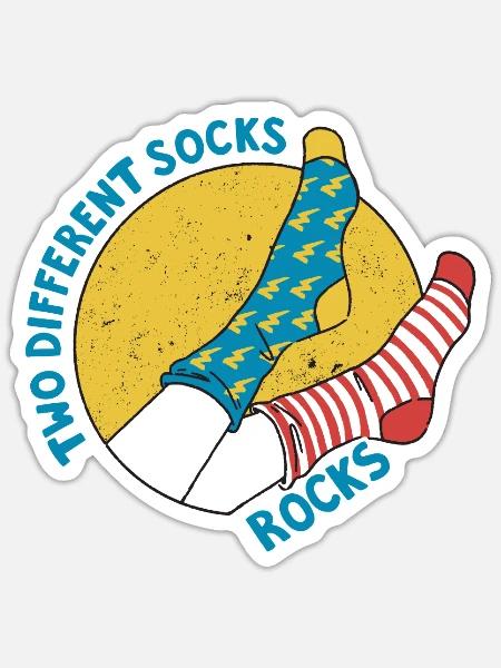 Zwei Verschiedene Socken rocken Funny Sock Zitat - Sticker Größe S (10 x 10 cm) - Mattweiß