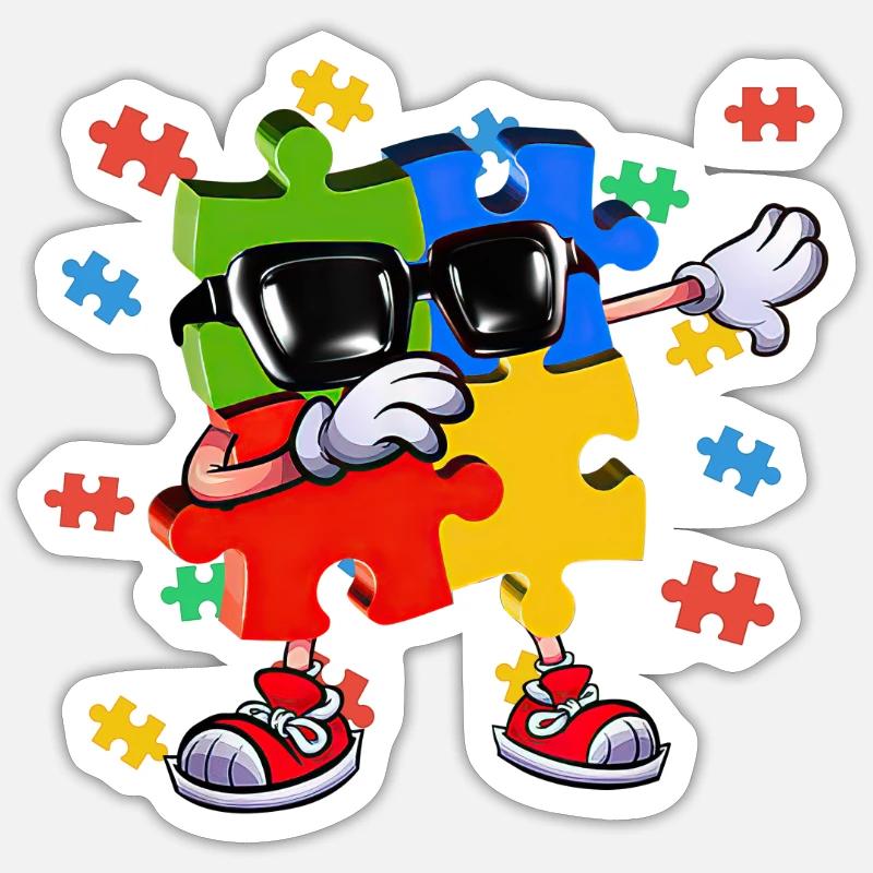 Dabbing Puzzle Piece - Sticker size S (10 x 10 cm) - white matte