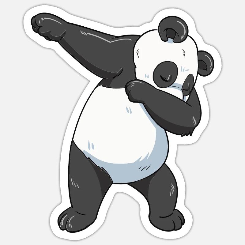 Dabbing Panda - Sticker taille S (10 x 10 cm) - blanc mat