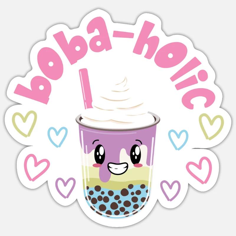 Bubble Tea - Sticker Größe S (10 x 10 cm) - Mattweiß