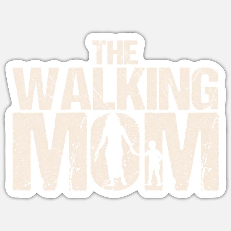 The Walking Mom Muttertag Lustig Zombie - Sticker Größe S (10 x 10 cm) - Mattweiß