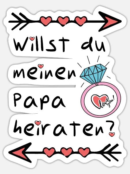 Willst du mein Papa heiraten Heiratsantrag Kinder - Sticker Größe S (10 x 10 cm) - Mattweiß