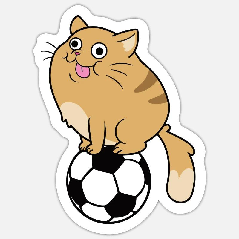Fußball Comic Katze Sticker Größe S (10 x 10 cm)
