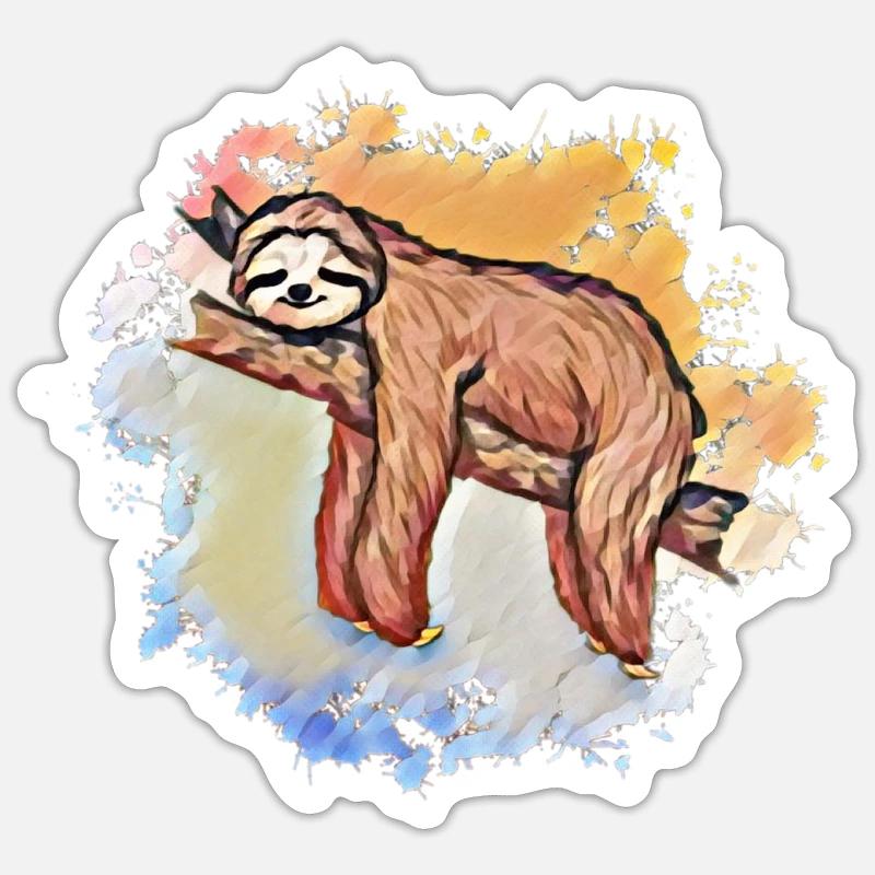 Faultier - Sticker Größe S (10 x 10 cm) - Mattweiß