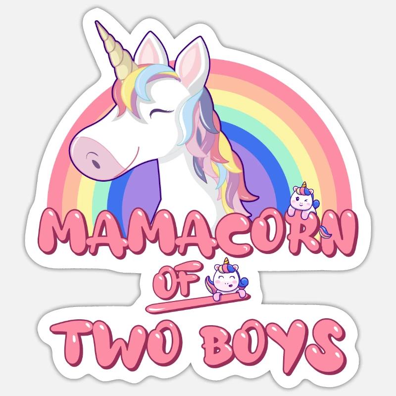 Mamacorn von zwei Jungs Mutter Muttertag Einhorn Sticker Größe S (10 x 10 cm)