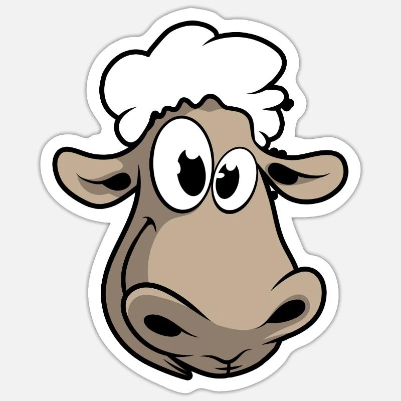 Schaf Hammel Lamm Schafbock Tierkopf - Sticker Größe S (10 x 10 cm) - Mattweiß