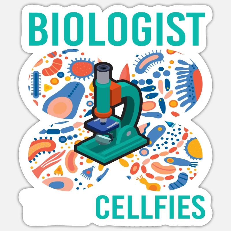 Biologist Take Cellfies Microbiologie - Sticker taille S (10 x 10 cm) - blanc mat