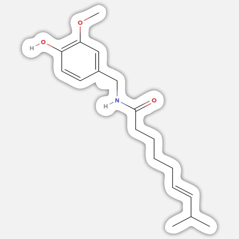 Capsaicin Molecule - Colored Structural Formula Sticker size S (10 x 10 cm)